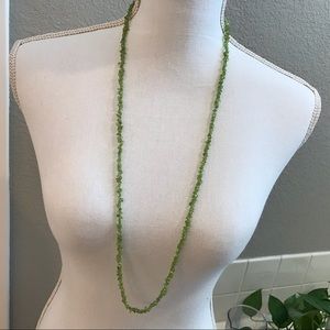 35-inch long tumbled peridot stone necklace